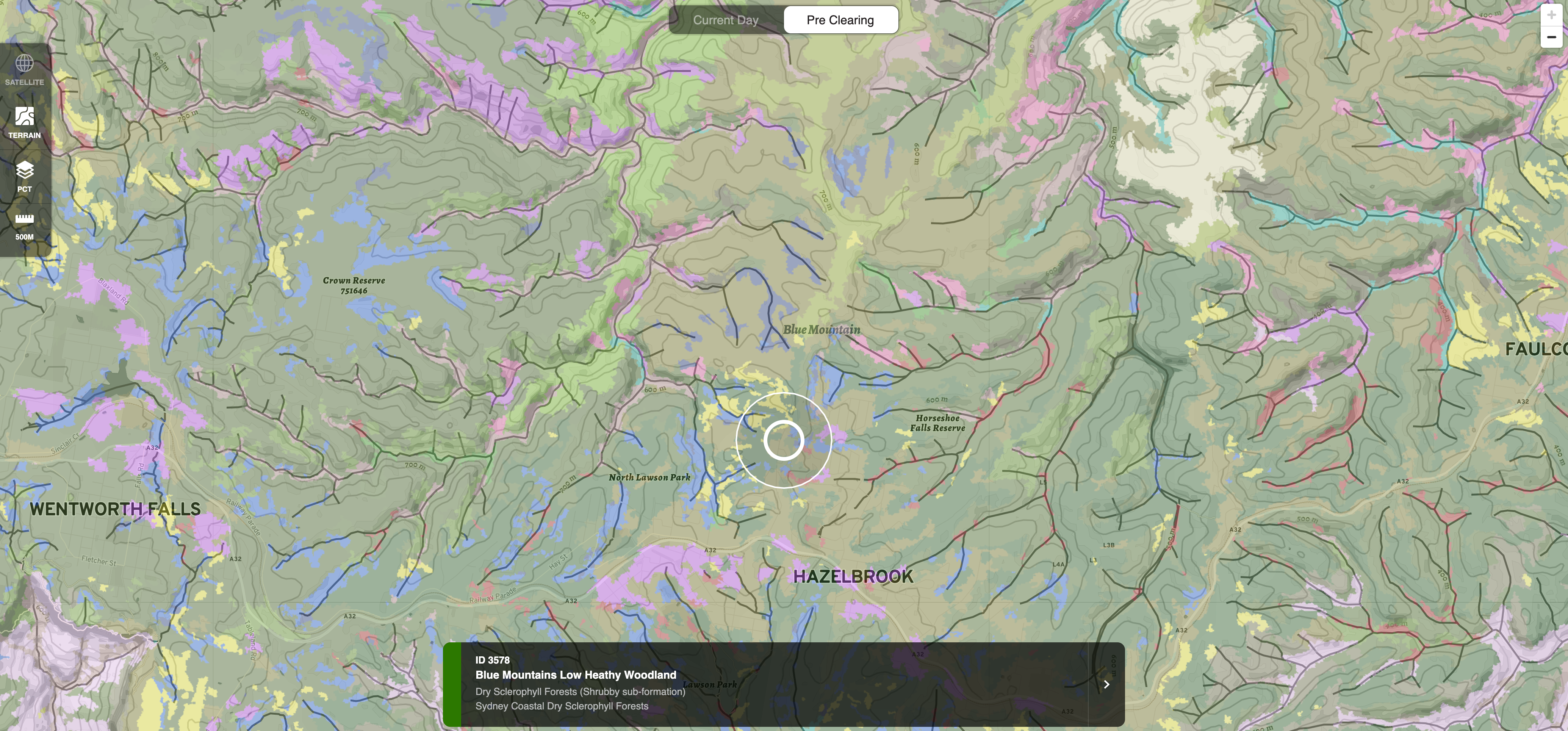 Screenshot of the map from the Trees Near Me website